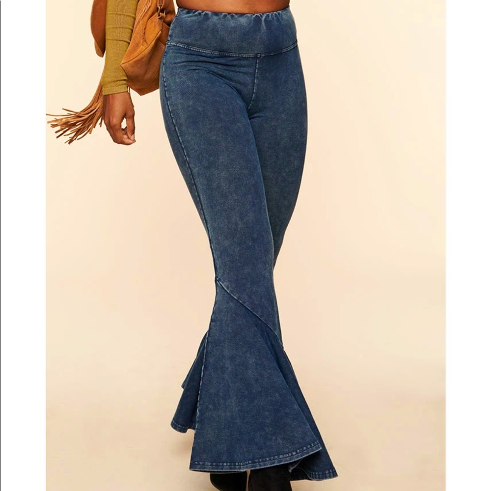 Flower child blue flare pants
